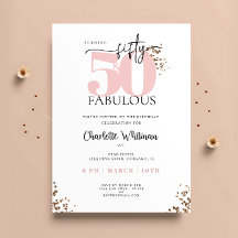 "50 ans & Fabuleux" Minimal Rose et Noir Pailleté