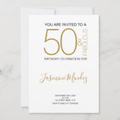 Invitation 50 ans Fabuluse avec points Gold & Blan (Devant)