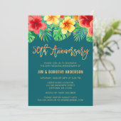 Invitation 50 ans Fleur Aquarelle Tropicale (Debout devant)