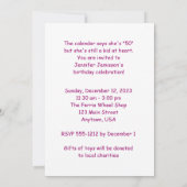 Invitation 50 ans jeune fête d'anniversaire Pink Rag Doll (Dos)