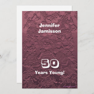 Invitation 50 ans jeune fête d'anniversaire Pink Rag Doll