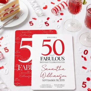 Invitation 50 ans minimum et Fabuleux Anniversaire Rouge 50 a