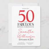 Invitation 50 ans minimum et Fabuleux Anniversaire Rouge 50 a (Devant)
