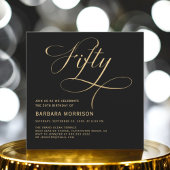 Invitation 50 ans noir or élégant écriture