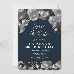 Invitation 50 ans pour homme bleu marine