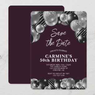 Invitation 50 ans pour homme violet foncé