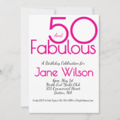 Invitation 50 ans rose fabuleux écriture moderne  (Devant)