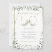 Invitation 50 ans | Vert or et photo (Devant)