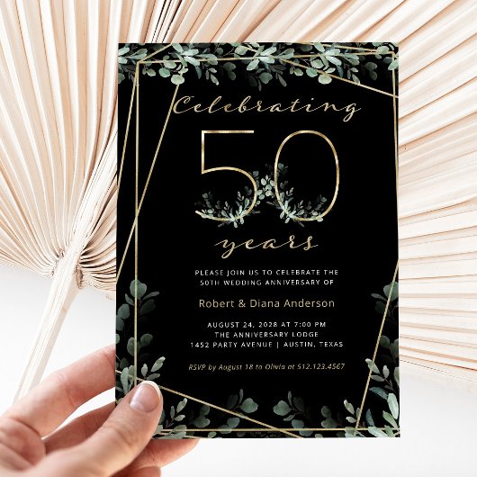 Invitation 50 ans | Vert or et photo