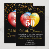 Invitation 50 Avec Finesse Confetti & Ballons Anniversaire No (Devant / Derrière)