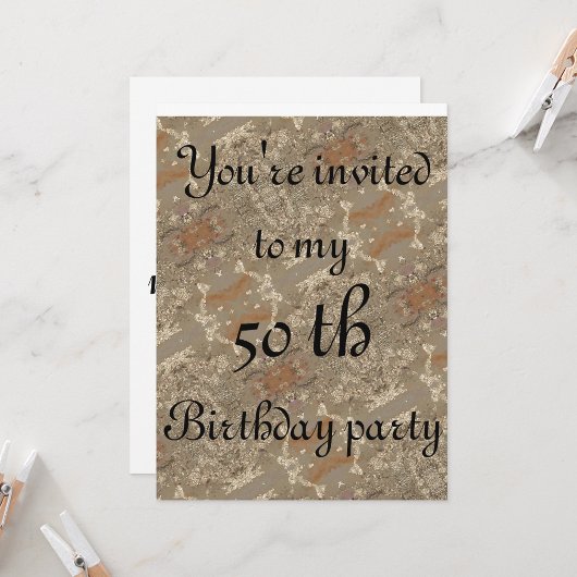 Invitation 50 e anniversaire abstrait motif d'or