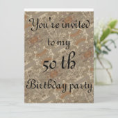 Invitation 50 e anniversaire abstrait motif d'or (Debout devant)