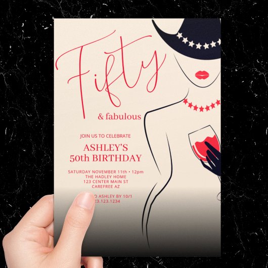 Invitation 50 et 50e anniversaire de la femme fabuleuse