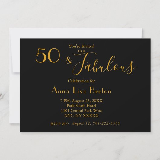 Invitation 50 et conception | élégante fabuleuse d'art déco (Dos)