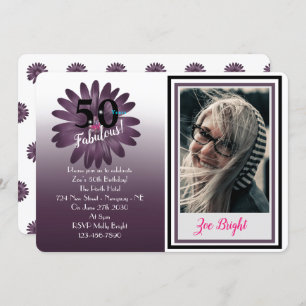 Invitation 50 et fabuleuse, amusante marguerite violette avec