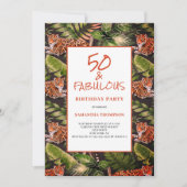 Invitation 50 et fabuleuse aquarelle de la jungle léopard (Devant)