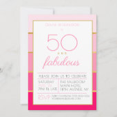 Invitation 50 et fabuleuse fête d'anniversaire en or rose (Devant)