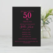 Invitation 50 Et Fabuleuse fête d'anniversaire Hot rose Black (Debout devant)