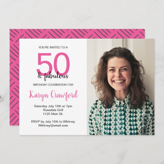 Invitation 50 et fabuleuse fête du 50e anniversaire (Devant / Derrière)