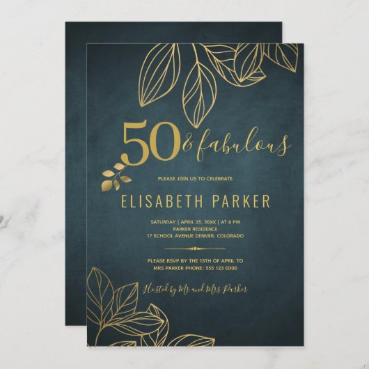 Invitation 50 et fabuleuse fête du 50e anniversaire de la mar (Devant / Derrière)