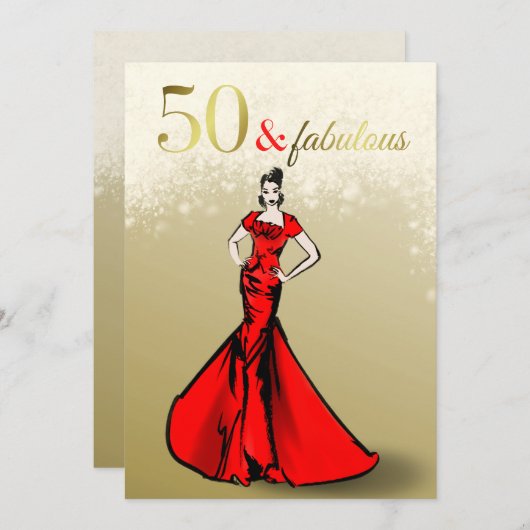 Invitation 50 et fabuleuse Parties scintillant d'anniversaire (Devant / Derrière)