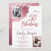 Invitation 50 et fabuleuse Parties scintillant rose 2 Photo 5 (Devant / Derrière)