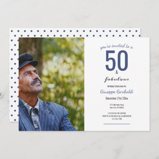 Invitation 50 et fabuleux 50e anniversaire (Devant / Derrière)