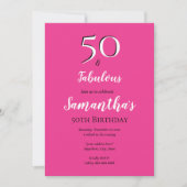 Invitation 50 et fabuleux 50e anniversaire Bash Cerise Pink P (Devant)