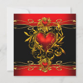 Invitation 50 et fabuleux 50e anniversaire Red Gold Hearts (Dos)