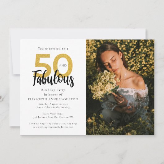 Invitation 50 et fabuleux 50e fête d'anniversaire de la photo (Devant)