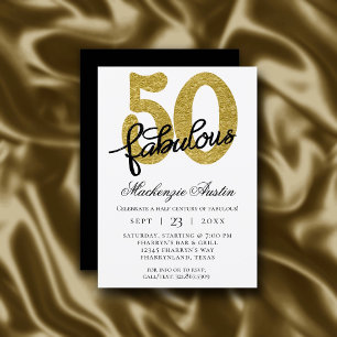Invitation 50 et fabuleux   50e Soirée d'anniversaire Noire d