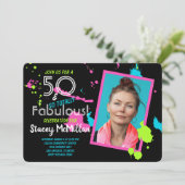 Invitation 50 et fabuleux 80s Retro Paint Splatter Anniversai (Debout devant)