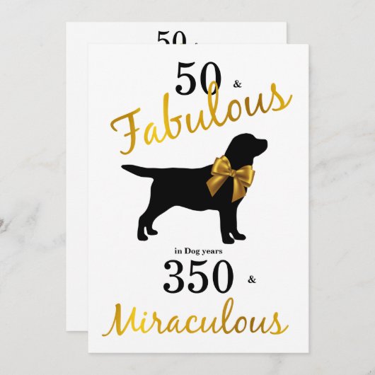 Invitation 50 et fabuleux - Années de chien - Labrador Black  (Devant / Derrière)