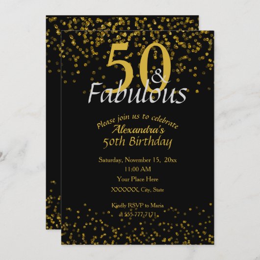 Invitation 50 et Fabuleux anniversaire (Devant / Derrière)
