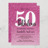 Invitation 50 et fabuleux Anniversaire Hot rose (Devant / Derrière)
