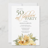 Invitation 50 et Fabuleux anniversaire Jaune et Vert Floral (Devant)