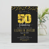 Invitation 50 et fabuleux anniversaire noir confetti points (Debout devant)