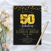 Invitation 50 et fabuleux anniversaire noir confetti points
