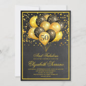 Invitation 50 Et Fabuleux Anniversaire Noir Or (Devant)