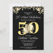 Invitation 50 Et Fabuleux Anniversaire Noir Or (Devant)