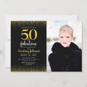 Invitation 50 et fabuleux anniversaire noir or parties scinti (Devant)