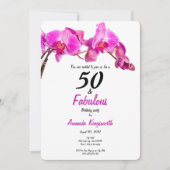 Invitation 50 et fabuleux anniversaire rose moderne floral (Devant)
