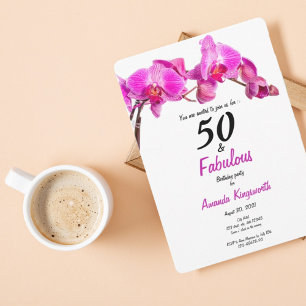 Invitation 50 et fabuleux anniversaire rose moderne floral