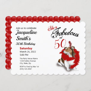 Invitation 50 et fabuleux Anniversaire Sheltie Chien Rouge