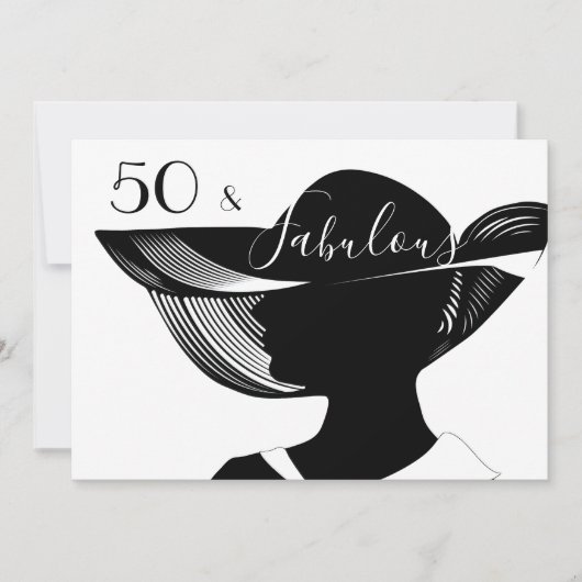 Invitation 50 et fabuleux | B&W élégant design art déco (Devant)