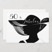 Invitation 50 et fabuleux | B&W élégant design art déco (Devant / Derrière)
