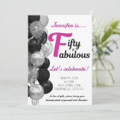 Invitation 50 et fabuleux ballons roses et noirs d'anniversai (Debout devant)