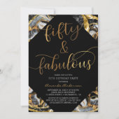Invitation 50 et fabuleux Black and Gold 50th Birthday Party (Devant)