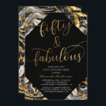 Invitation 50 et fabuleux Black and Gold 50th Birthday Party<br><div class="desc">Invitation à la fête du 50e anniversaire moderne et branchée, avec arrière - plan abstrait en marbre noir et or, écriture d'or cinquante et des détails fabuleux et de fête dans des lettres branchées. Facile à personnaliser. Parfait pour la fête du 50e anniversaire. Pour modifier ce modèle, cliquez sur customiser...</div>
