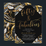 Invitation 50 et fabuleux Black and Gold 50th Birthday Party<br><div class="desc">Invitation à la fête du 50e anniversaire moderne et branchée, avec arrière - plan abstrait en marbre noir et or, écriture d'or cinquante et des détails fabuleux et de fête dans des lettres branchées. Facile à personnaliser. Parfait pour la fête du 50e anniversaire. Pour modifier ce modèle, cliquez sur customiser...</div>